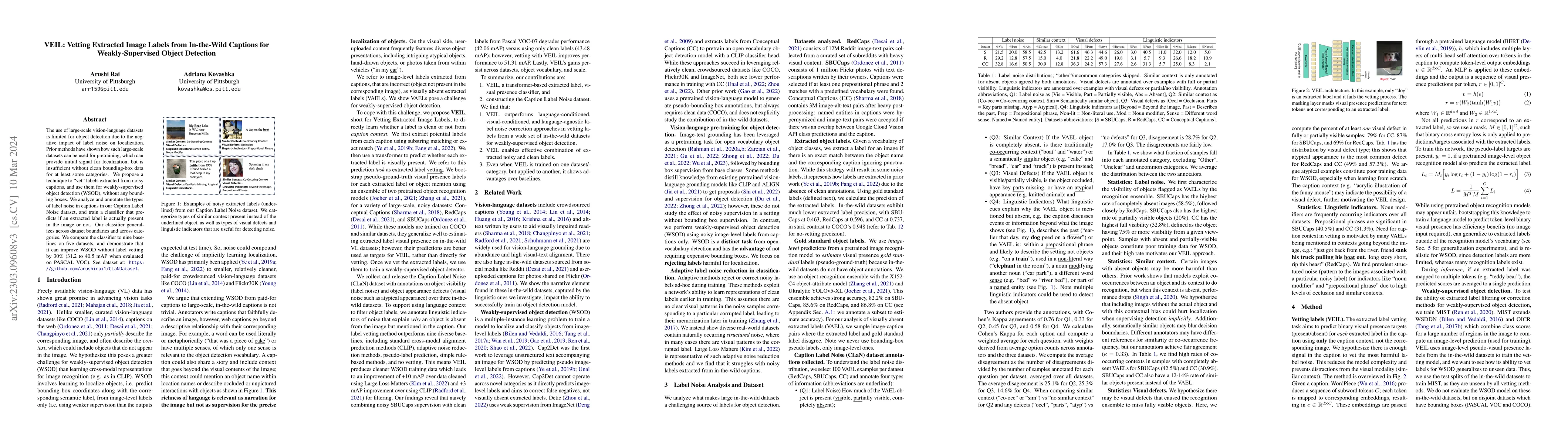 Thumbnail for VEIL: Vetting Extracted Image Labels from In-the-Wild Captions for
  Weakly-Supervised Object Detection