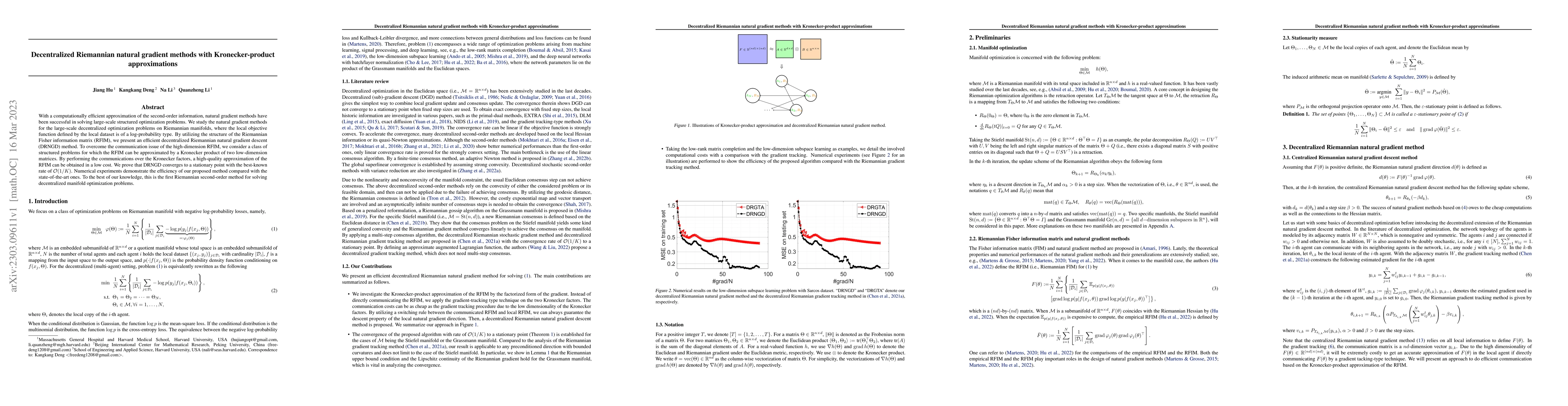 Thumbnail for Decentralized Riemannian natural gradient methods with Kronecker-product
  approximations