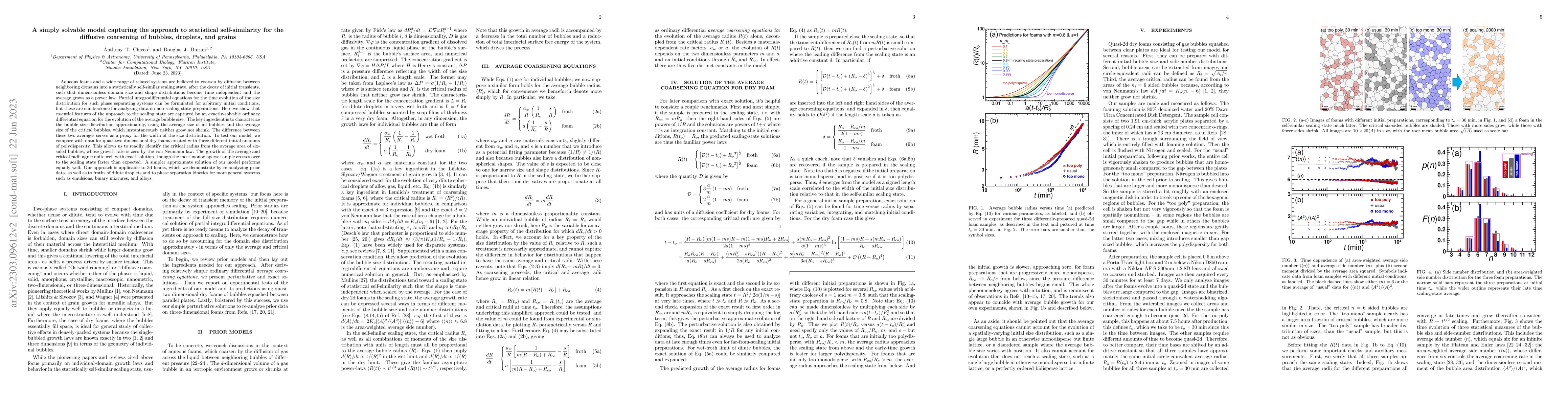 Thumbnail for A simply solvable model capturing the approach to statistical
  self-similarity for the diffusive coarsening of bubbles, droplets, and grains