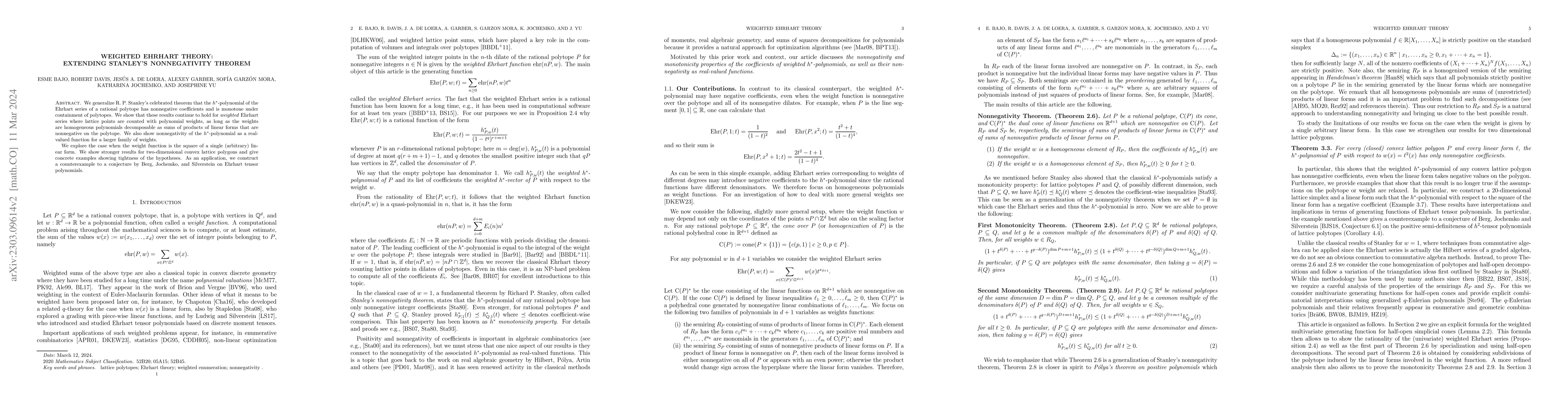 Thumbnail for Weighted Ehrhart Theory: Extending Stanley's nonnegativity theorem