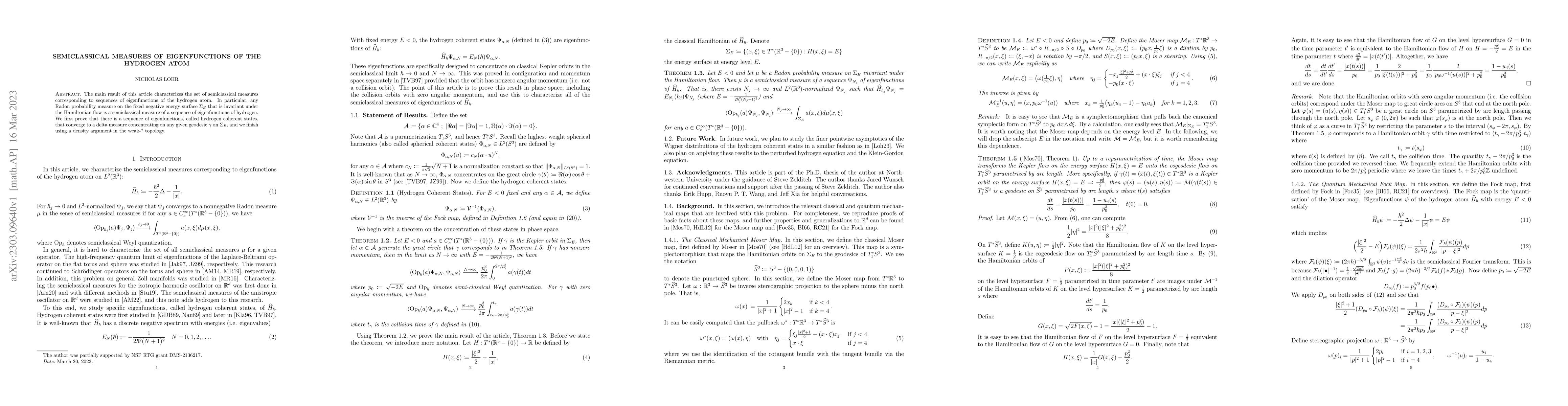 Thumbnail for Semiclassical measures of eigenfunctions of the hydrogen atom