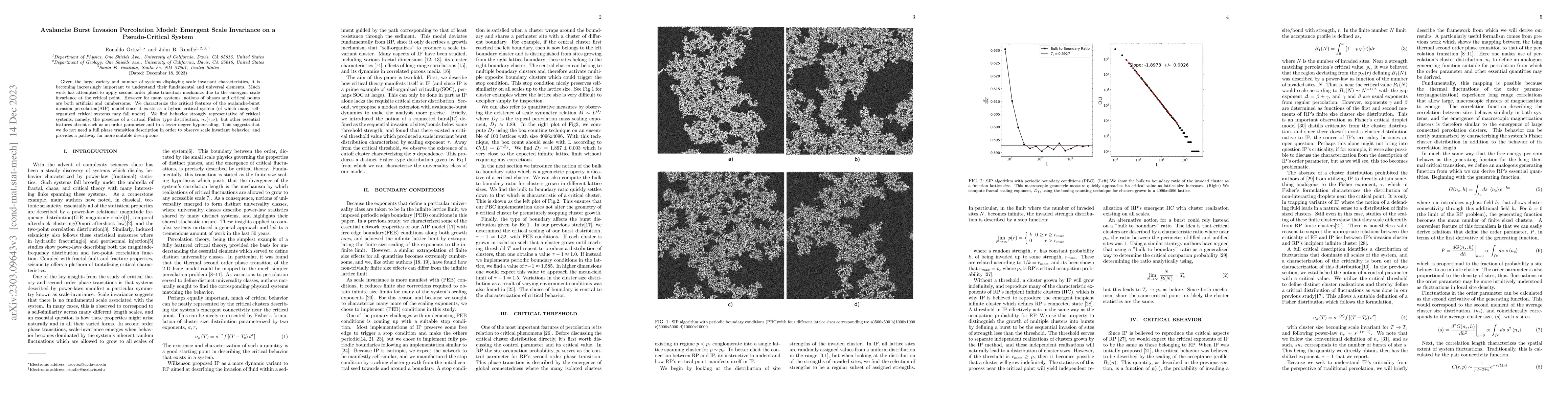 Thumbnail for Avalanche-Burst Invasion Percolation: Emergent Scale Invariance on
  Pseudo-Critical System