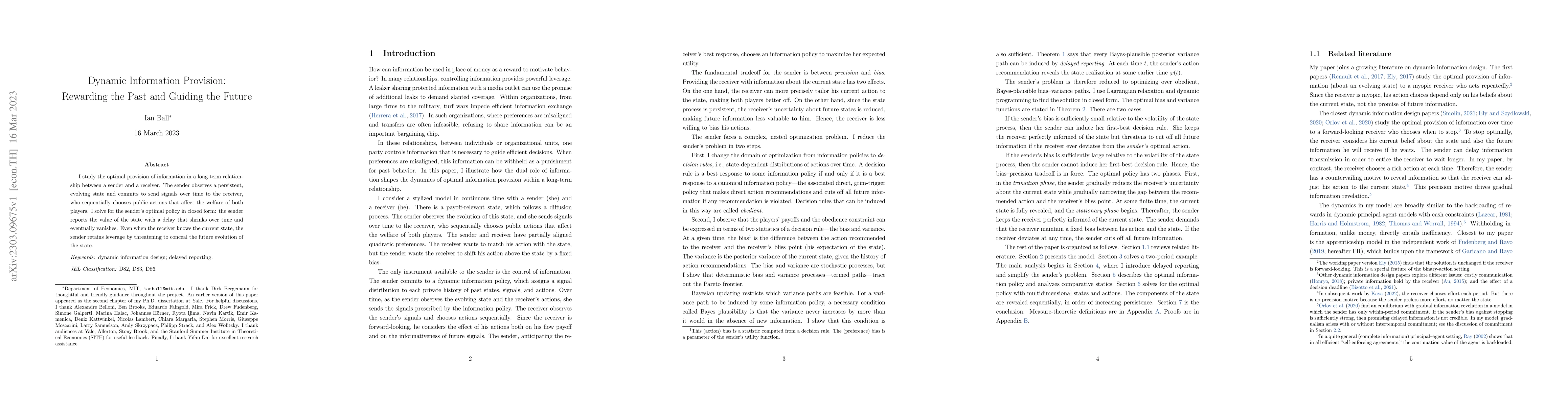 Thumbnail for Dynamic Information Provision: Rewarding the Past and Guiding the Future