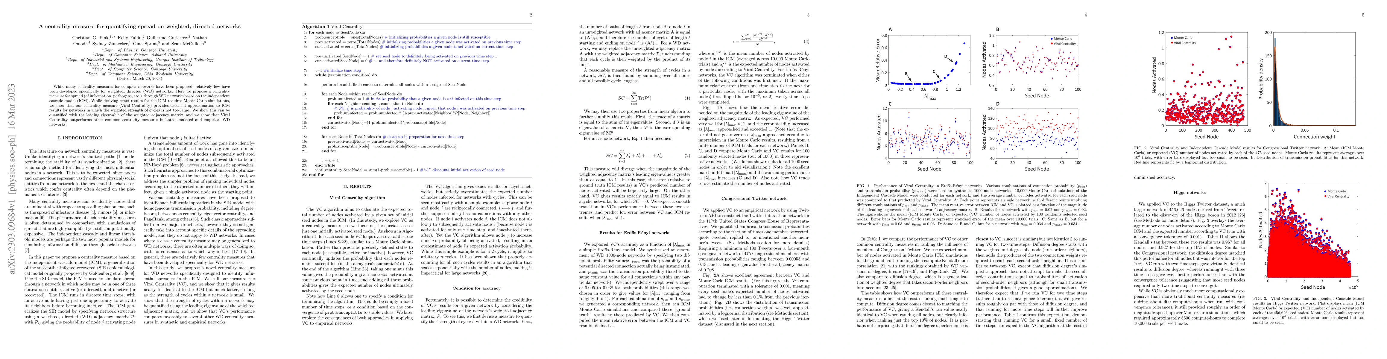 Thumbnail for A centrality measure for quantifying spread on weighted, directed
  networks