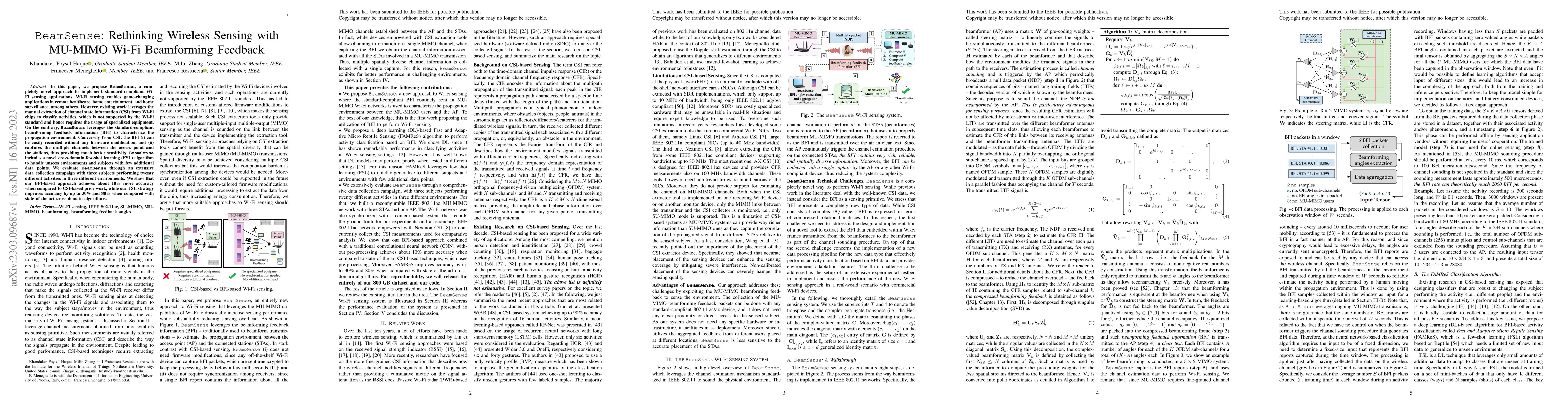 Thumbnail for BeamSense: Rethinking Wireless Sensing with MU-MIMO Wi-Fi Beamforming
  Feedback