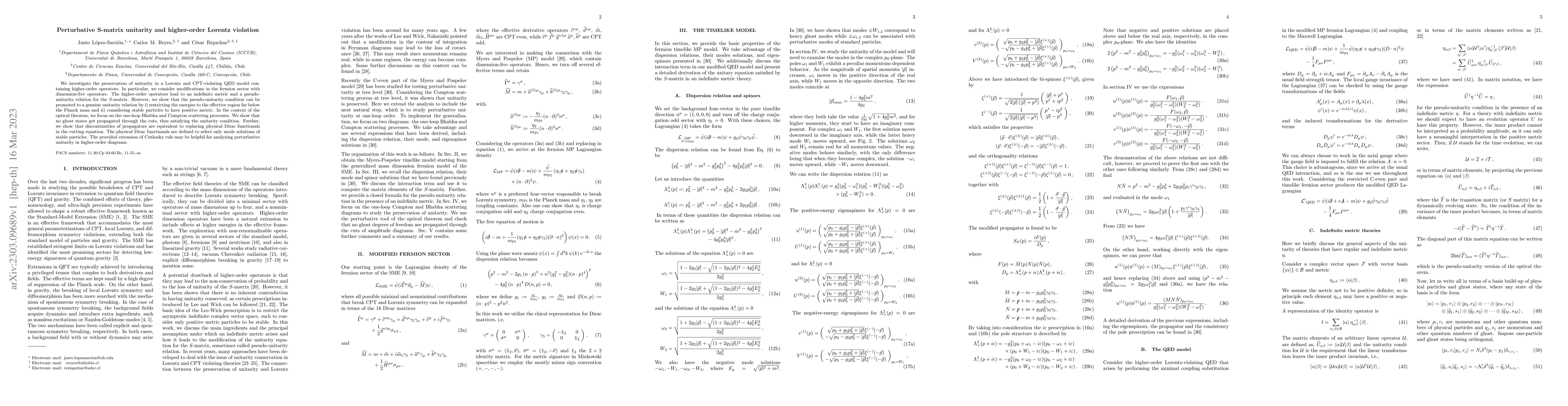 Thumbnail for Perturbative S-matrix unitarity and higher-order Lorentz violation
