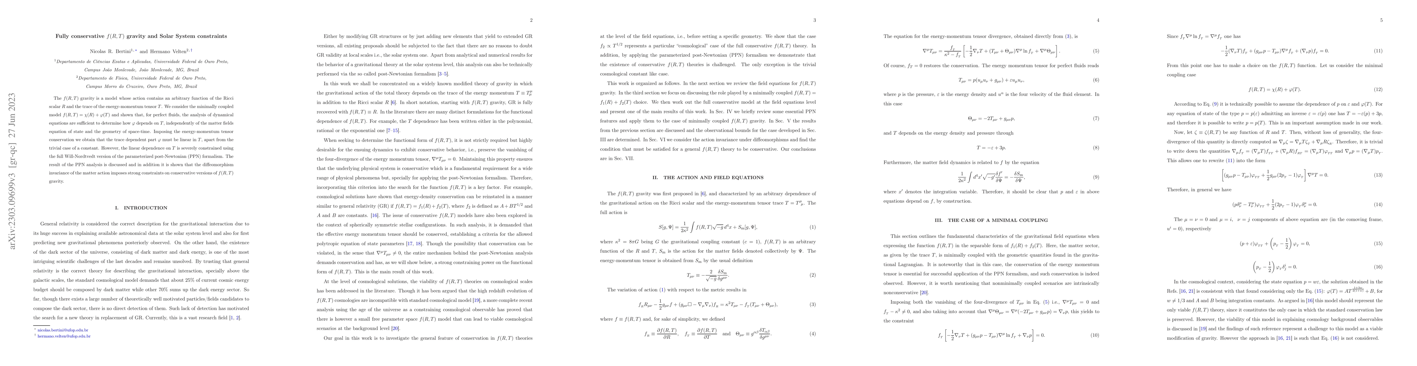 Thumbnail for Fully conservative $f(R,T)$ gravity and Solar System constraints