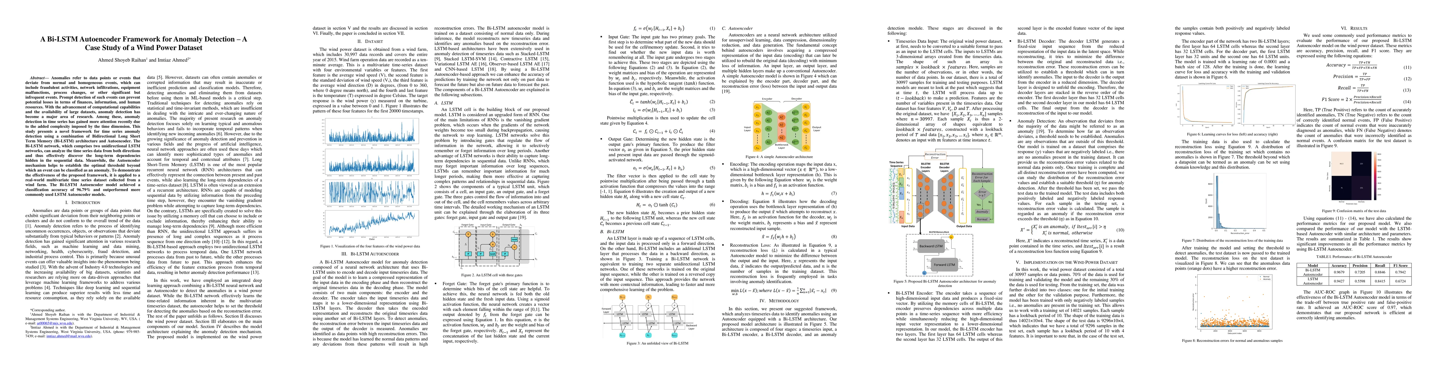 Thumbnail for A Bi-LSTM Autoencoder Framework for Anomaly Detection -- A Case Study of
  a Wind Power Dataset
