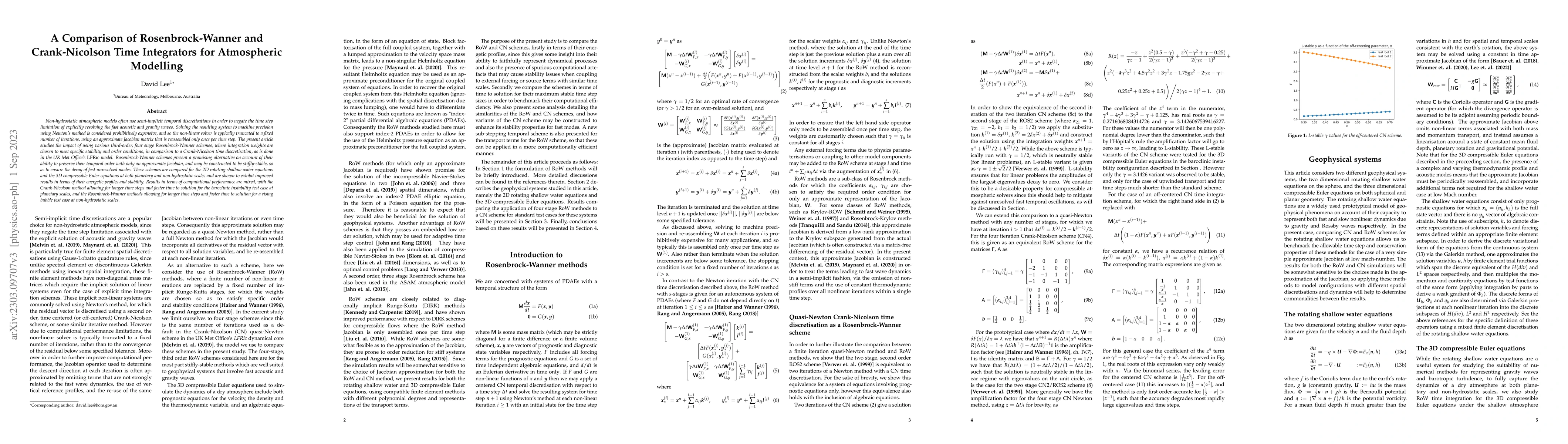 Thumbnail for A Comparison of Rosenbrock-Wanner and Crank-Nicolson Time Integrators
  for Atmospheric Modelling