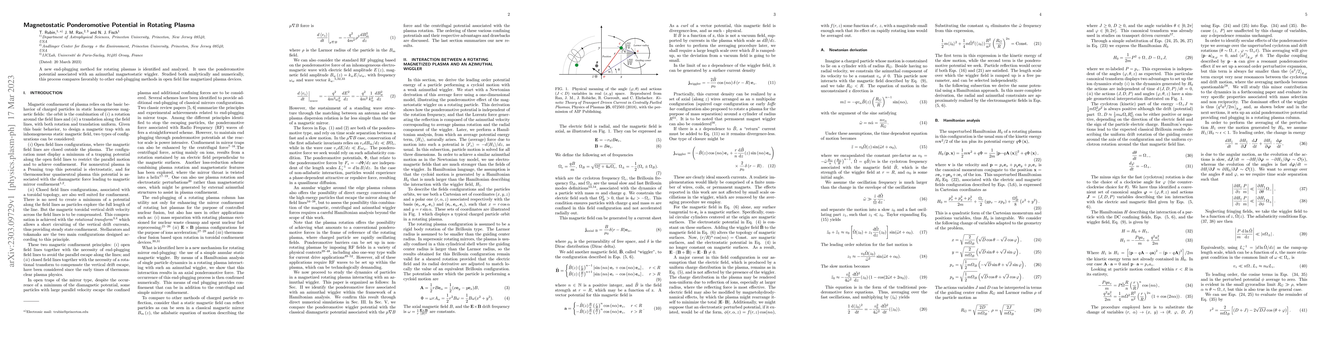 Thumbnail for Magnetostatic Ponderomotive Potential in Rotating Plasma