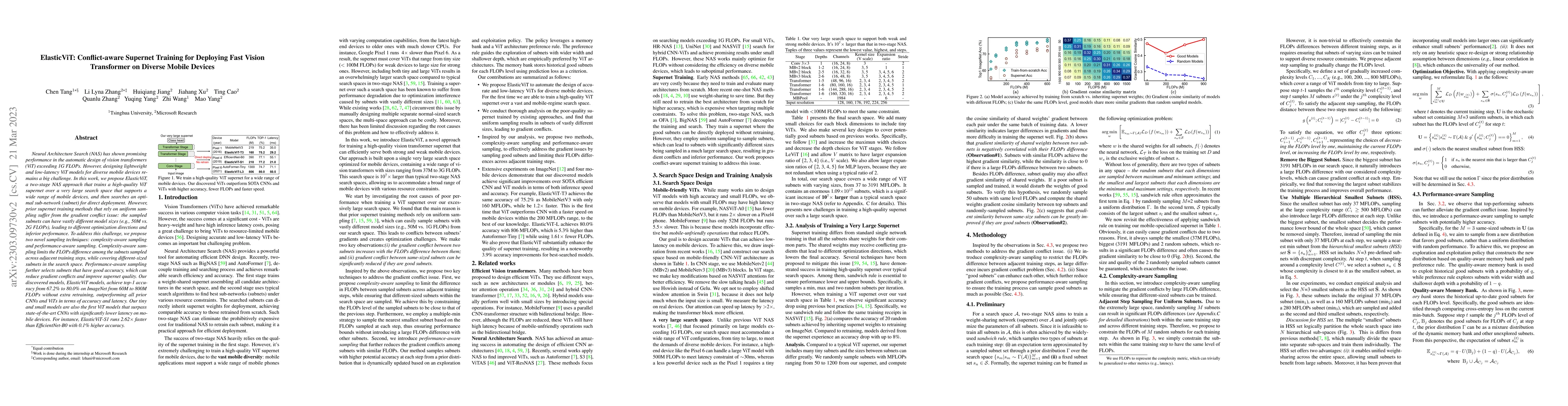 Thumbnail for ElasticViT: Conflict-aware Supernet Training for Deploying Fast Vision
  Transformer on Diverse Mobile Devices