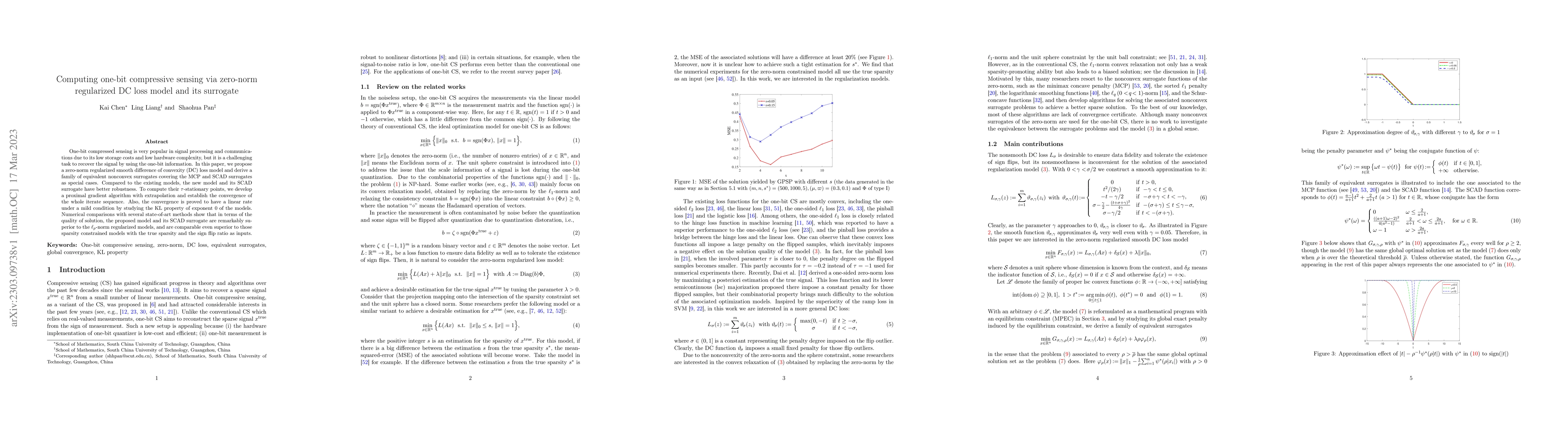 Thumbnail for Computing one-bit compressive sensing via zero-norm regularized DC loss
  model and its surrogate
