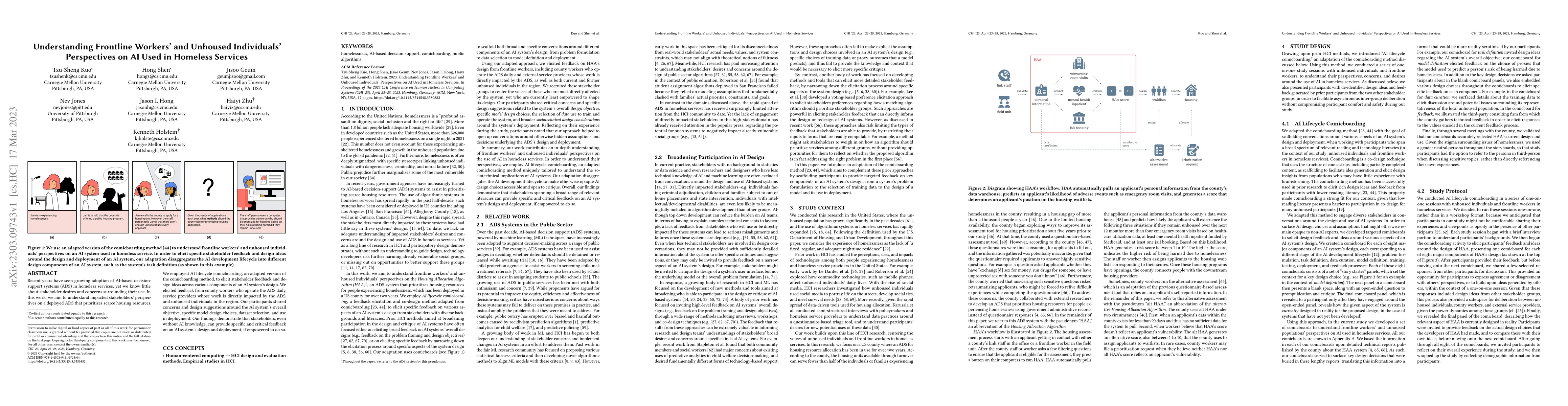 Thumbnail for Understanding Frontline Workers' and Unhoused Individuals' Perspectives
  on AI Used in Homeless Services