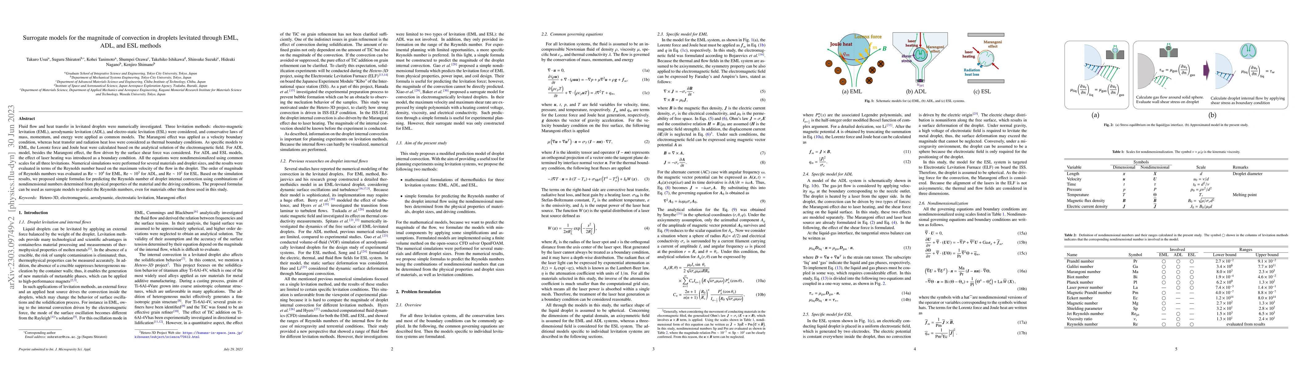 Thumbnail for Surrogate models for the magnitude of convection in droplets levitated
  through EML, ADL, and ESL methods