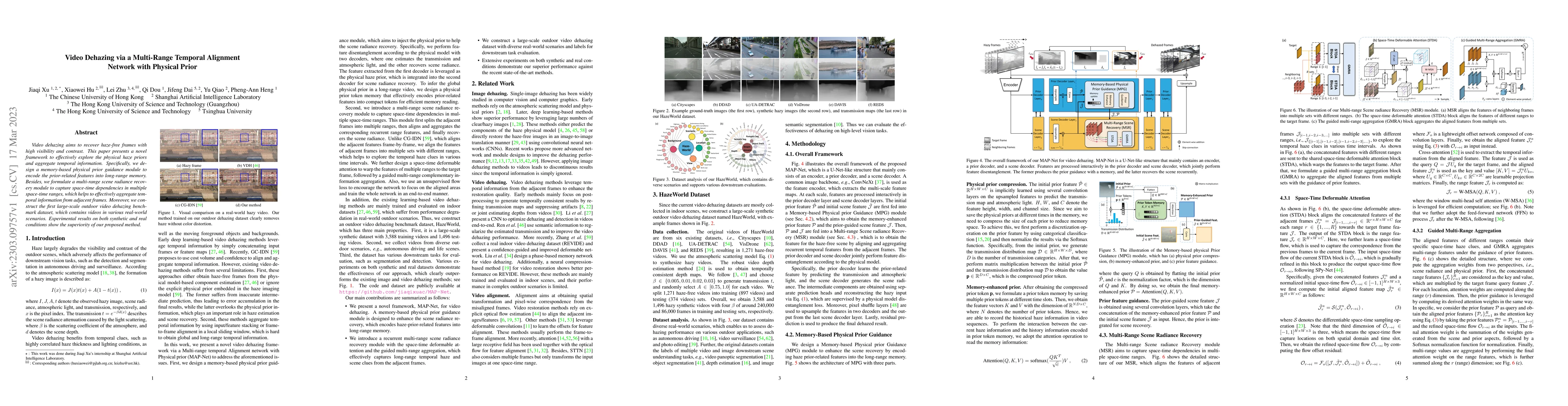 Thumbnail for Video Dehazing via a Multi-Range Temporal Alignment Network with
  Physical Prior