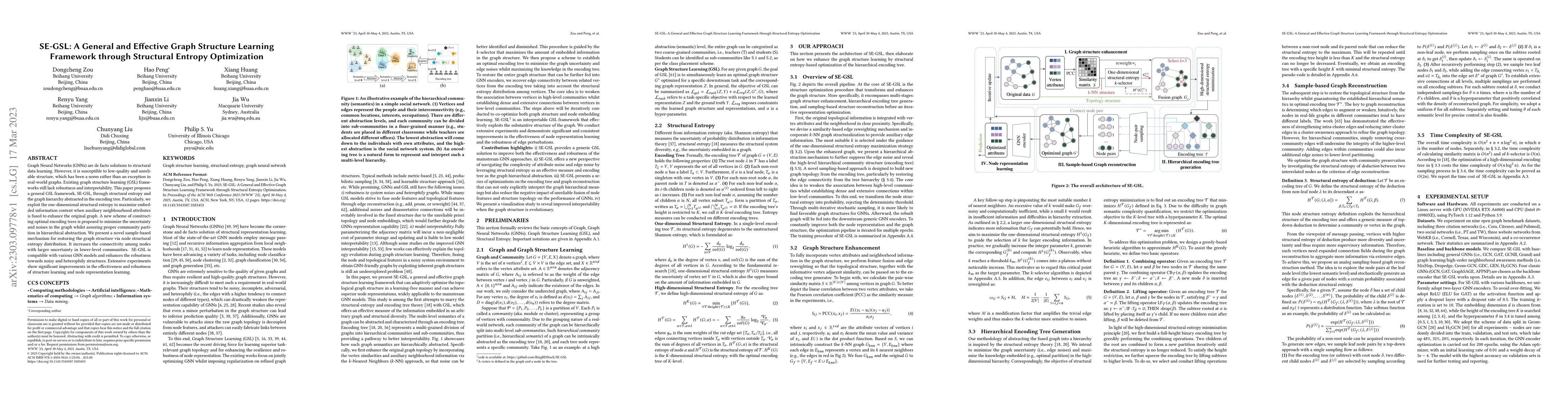 Thumbnail for SE-GSL: A General and Effective Graph Structure Learning Framework
  through Structural Entropy Optimization