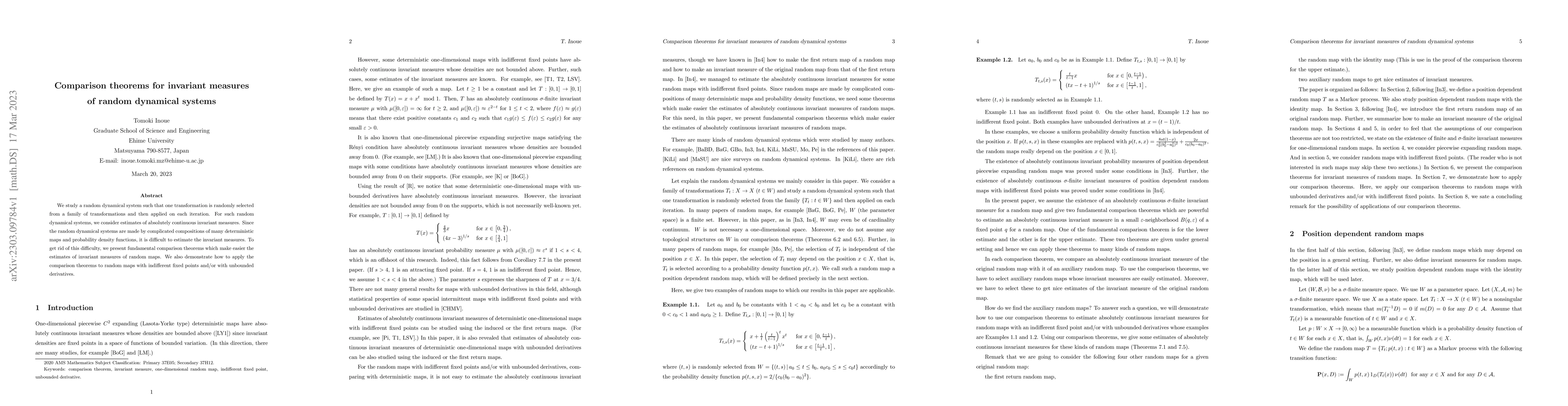 Thumbnail for Comparison theorems for invariant measures of random dynamical systems