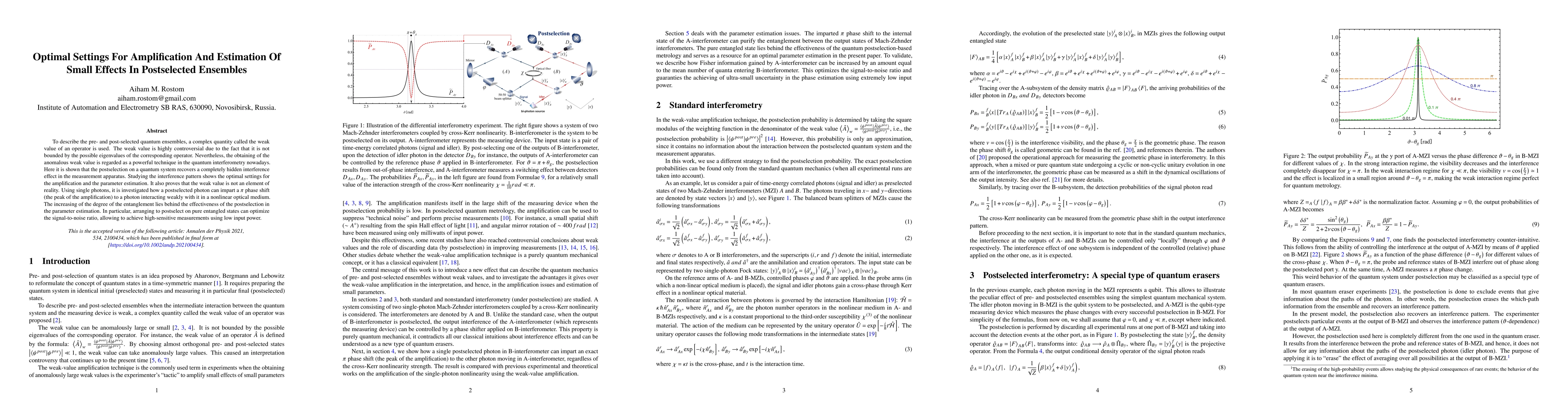 Thumbnail for Optimal Settings For Amplification And Estimation Of Small Effects In
  Postselected Ensembles