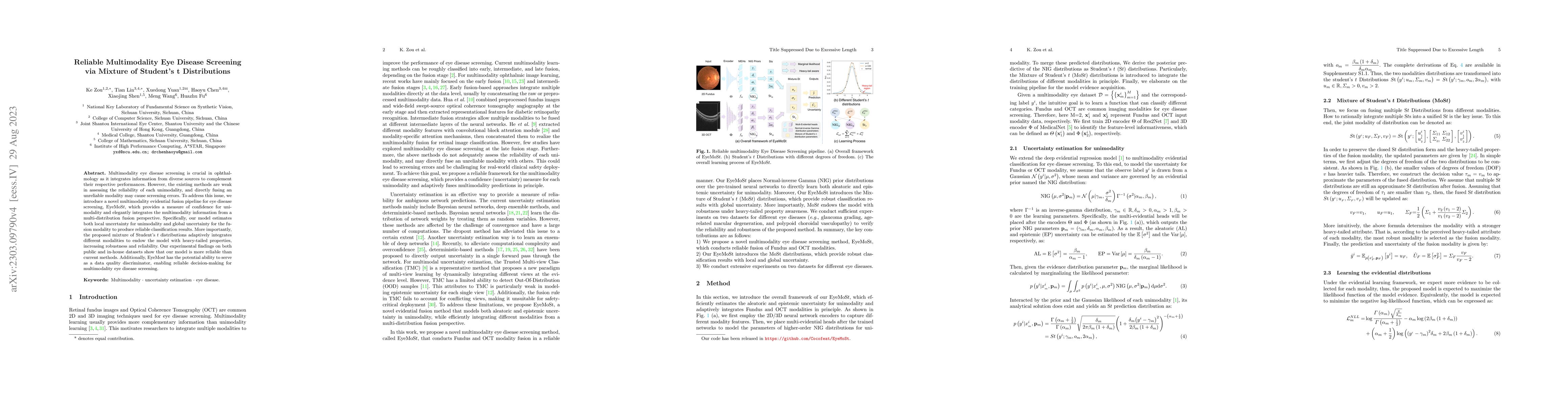 Thumbnail for Reliable Multimodality Eye Disease Screening via Mixture of Student's t
  Distributions
