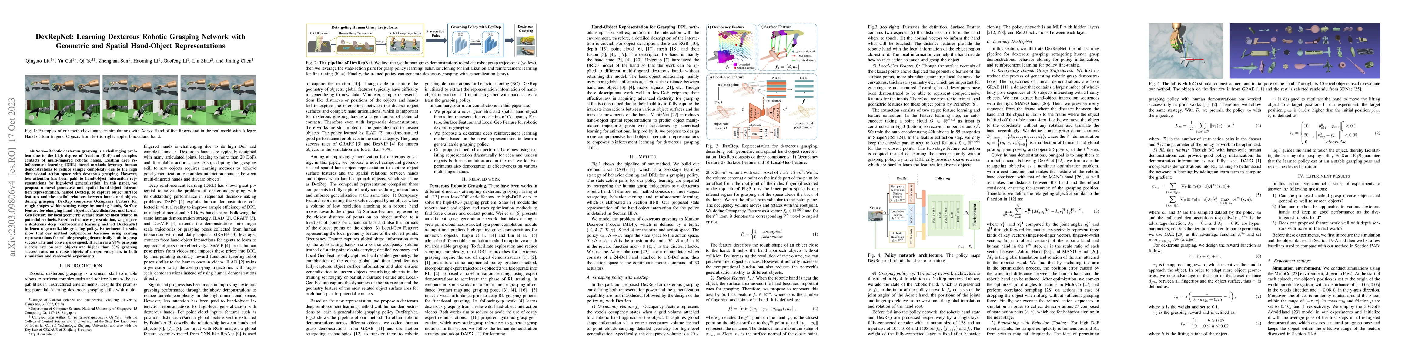 Thumbnail for DexRepNet: Learning Dexterous Robotic Grasping Network with Geometric
  and Spatial Hand-Object Representations