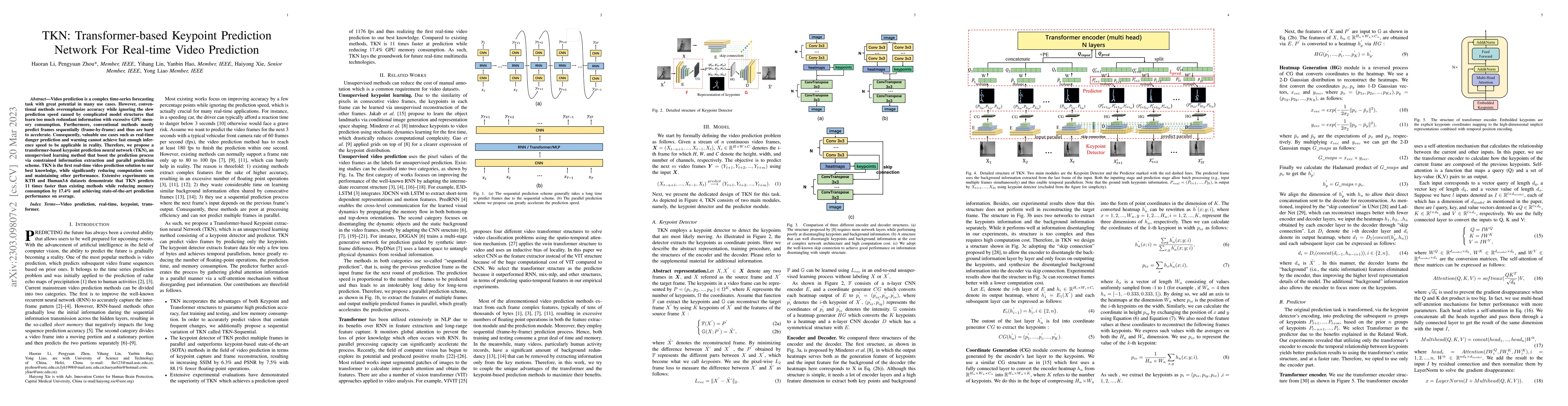 Thumbnail for TKN: Transformer-based Keypoint Prediction Network For Real-time Video
  Prediction