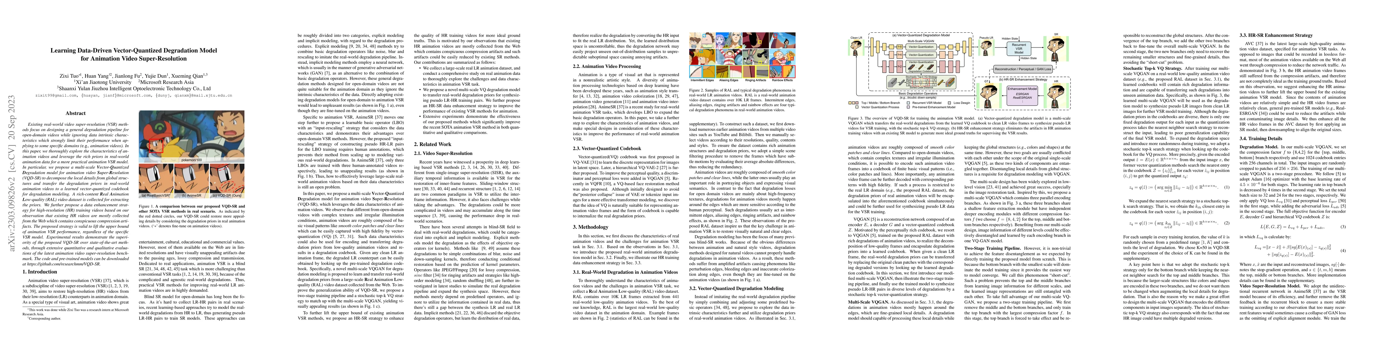 Thumbnail for Learning Data-Driven Vector-Quantized Degradation Model for Animation
  Video Super-Resolution