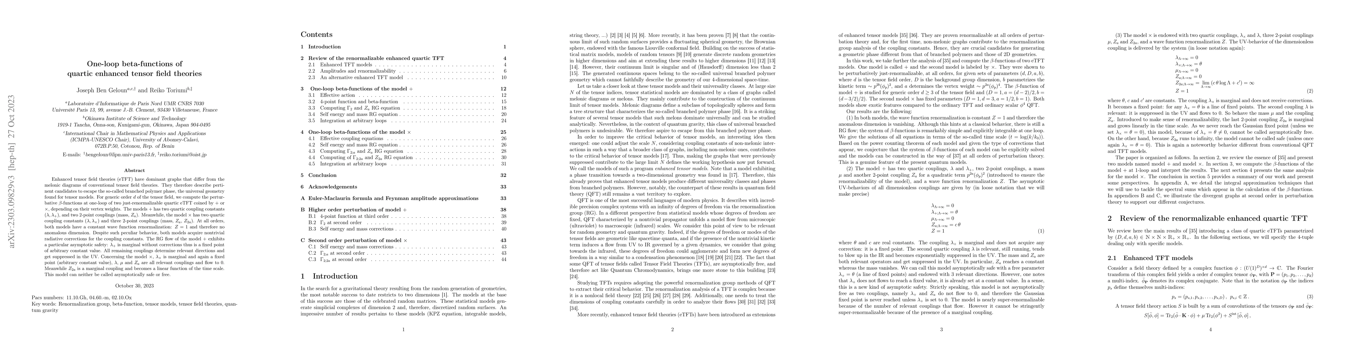 Thumbnail for One-loop beta-functions of quartic enhanced tensor field theories