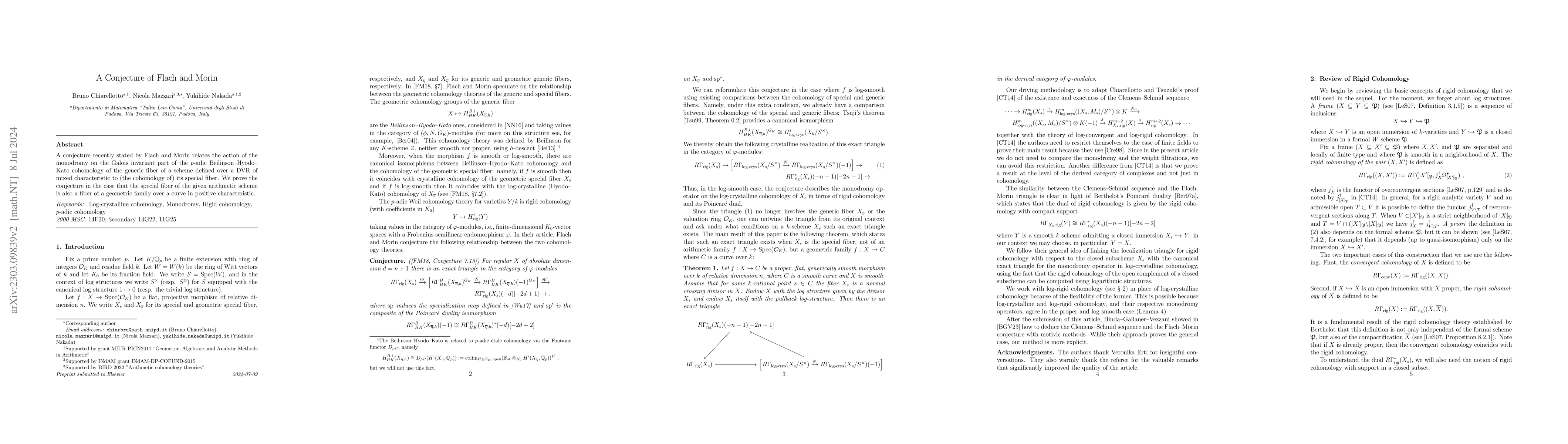 Thumbnail for A Conjecture of Flach and Morin