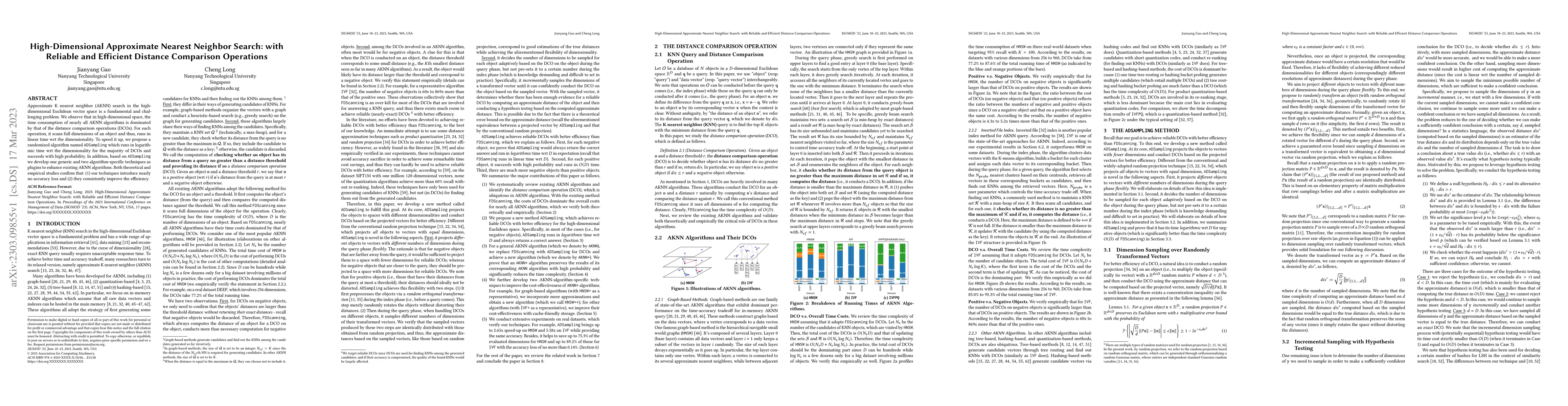 Thumbnail for High-Dimensional Approximate Nearest Neighbor Search: with Reliable and
  Efficient Distance Comparison Operations