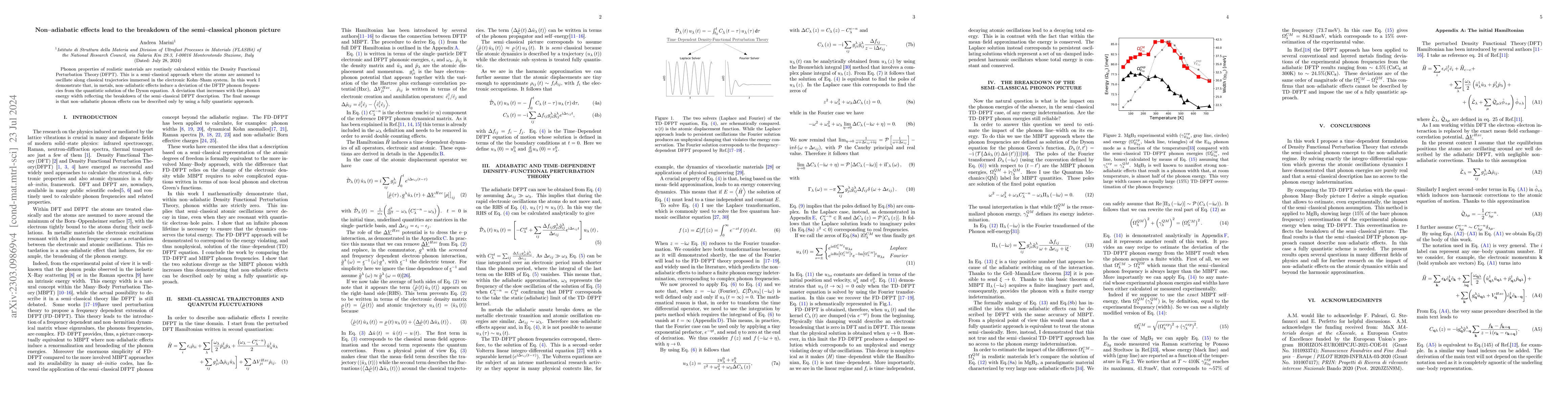 Thumbnail for Non--adiabatic effects lead to the breakdown of the semi-classical
  phonon concept