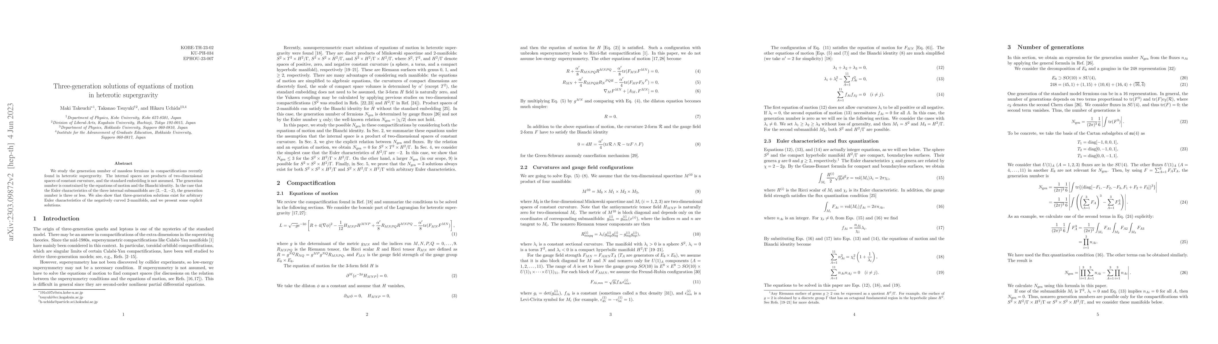 Thumbnail for Three-generation solutions of equations of motion in heterotic
  supergravity