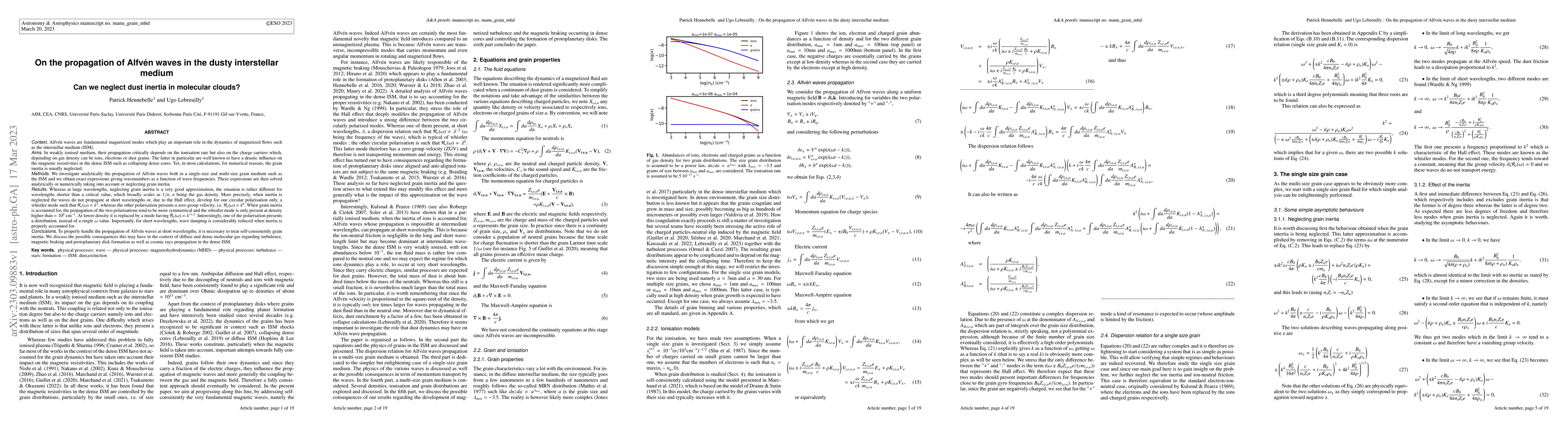Thumbnail for On the propagation of Alfv\'en waves in the dusty interstellar medium.
  Can we neglect dust inertia in molecular clouds?