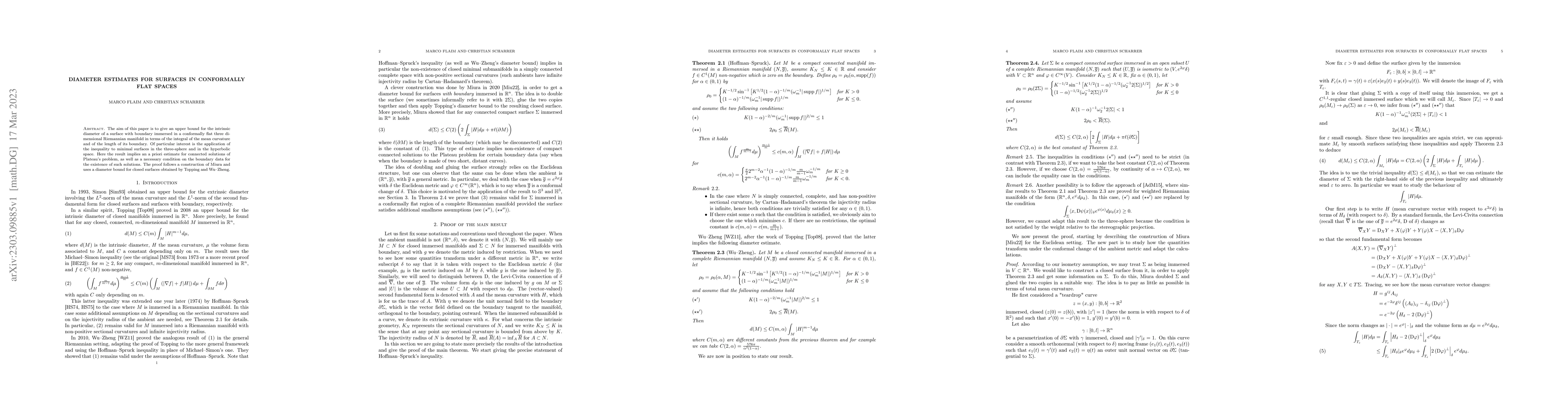 Thumbnail for Diameter estimates for surfaces in conformally flat spaces