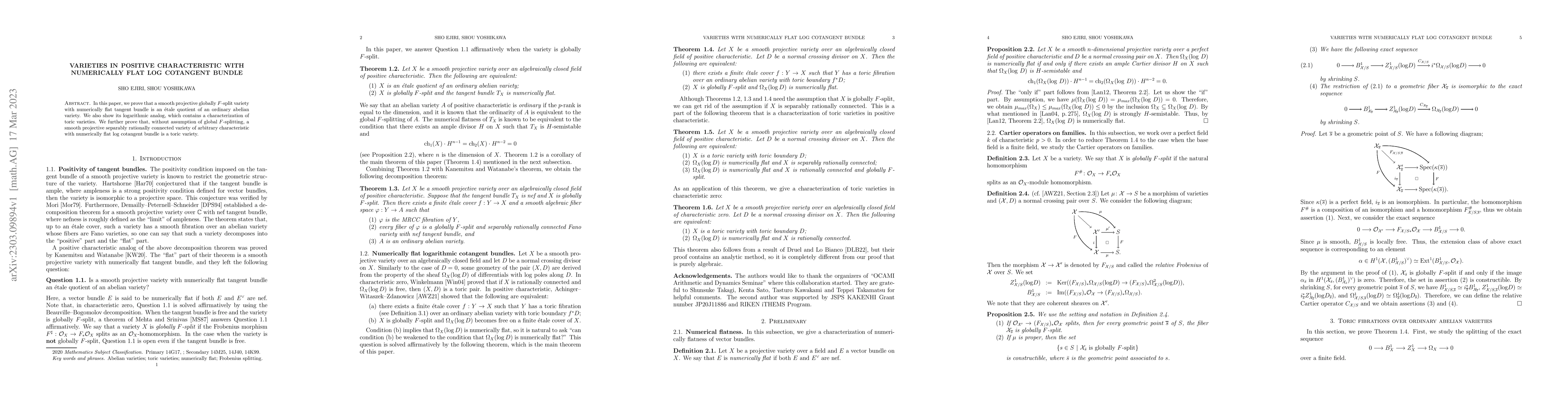 Thumbnail for Varieties in positive characteristic with numerically flat log cotangent
  bundle