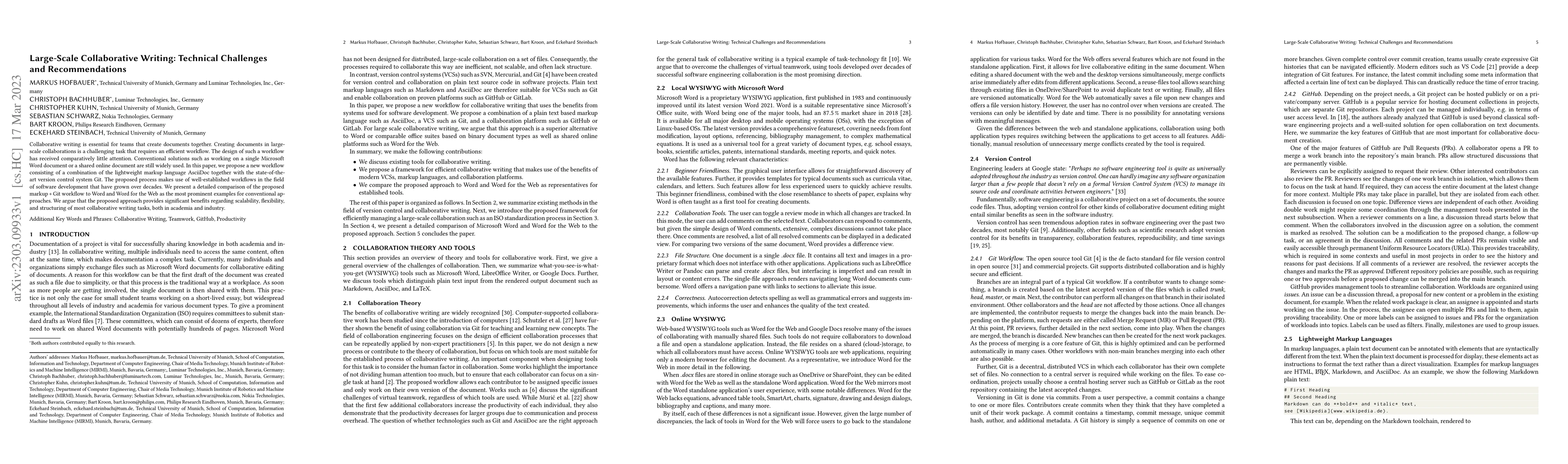 Thumbnail for Large-Scale Collaborative Writing: Technical Challenges and
  Recommendations