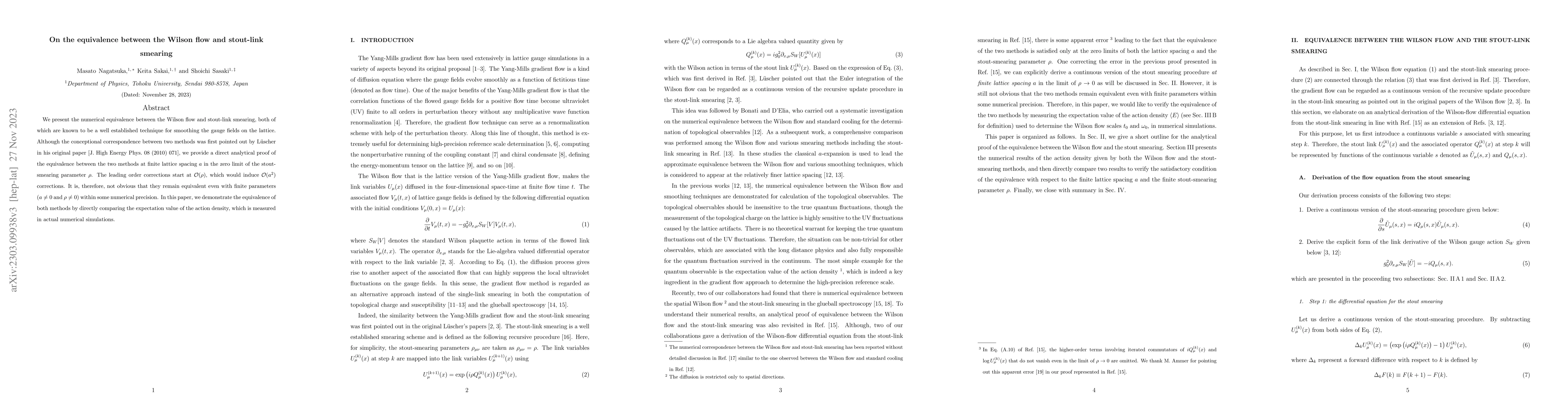 Thumbnail for On the equivalence between the Wilson flow and stout-link smearing