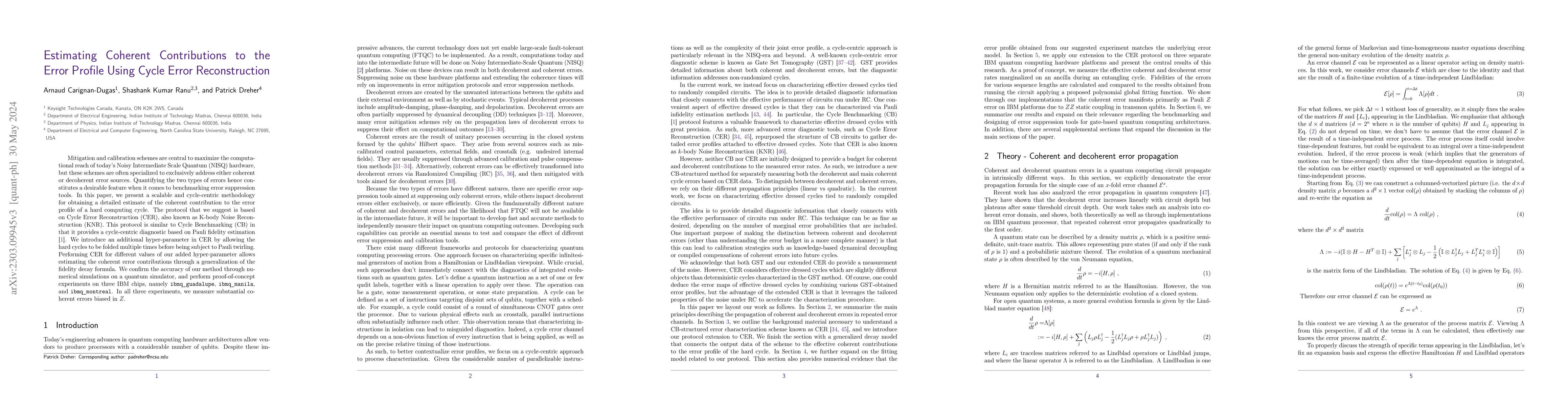 Thumbnail for Estimating Coherent Contributions to the Error Profile Using Cycle Error
  Reconstruction