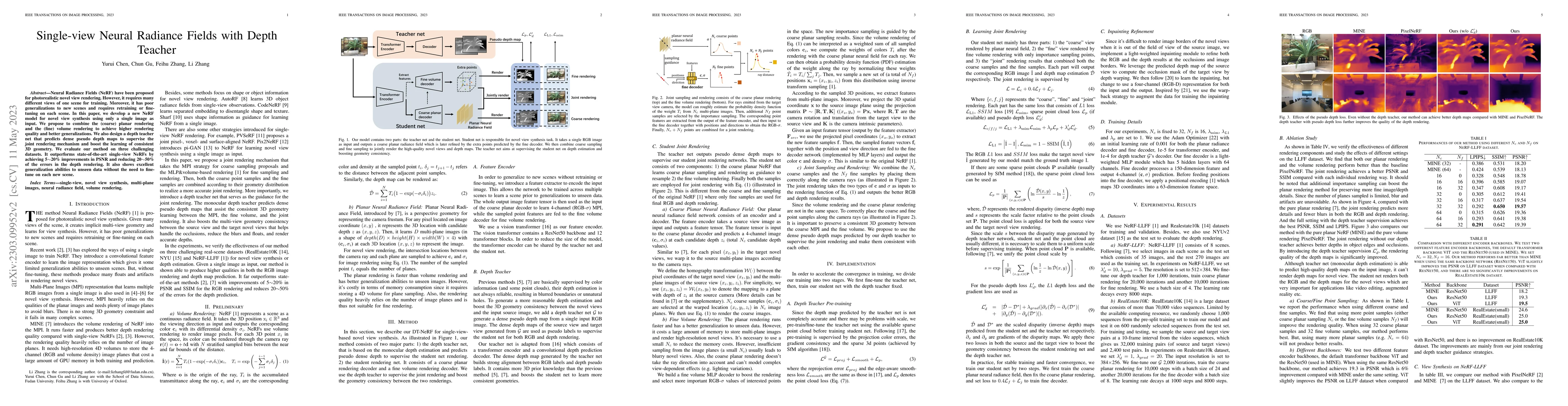 Thumbnail for Single-view Neural Radiance Fields with Depth Teacher