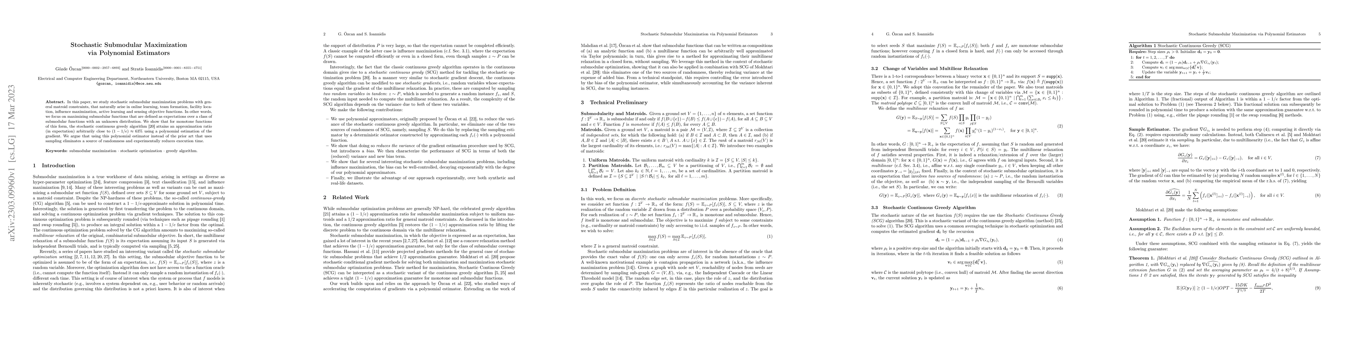 Thumbnail for Stochastic Submodular Maximization via Polynomial Estimators