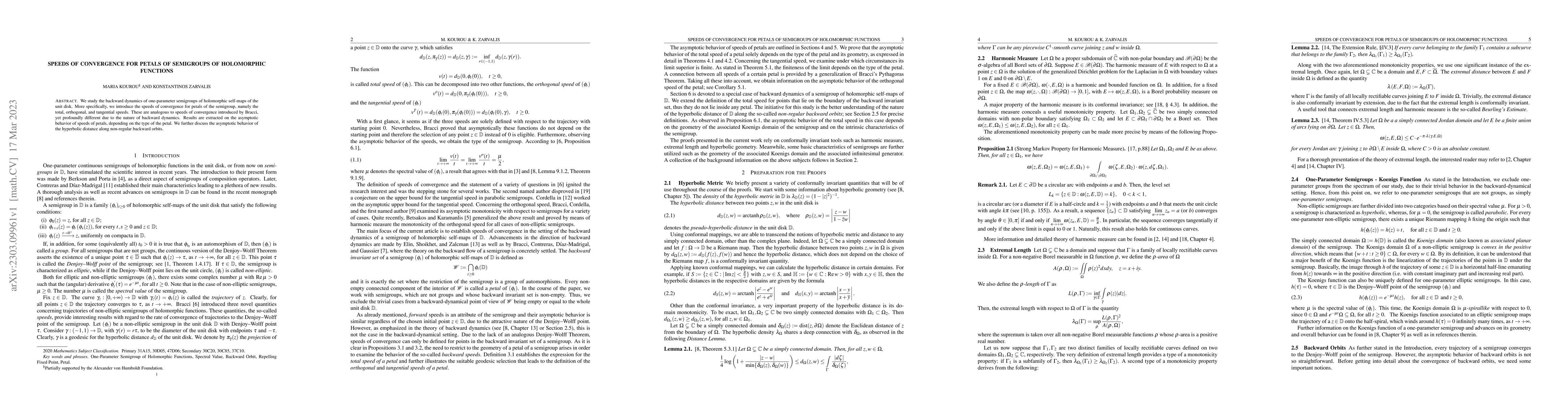 Thumbnail for Speeds of Convergence for Petals of Semigroups of Holomorphic Functions