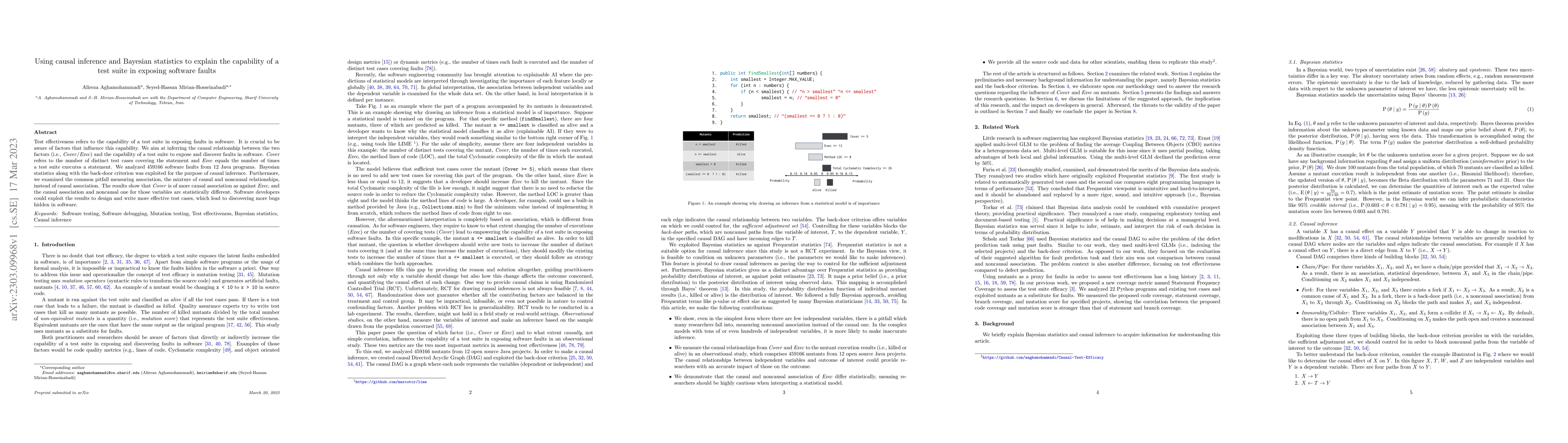 Thumbnail for Using causal inference and Bayesian statistics to explain the capability
  of a test suite in exposing software faults