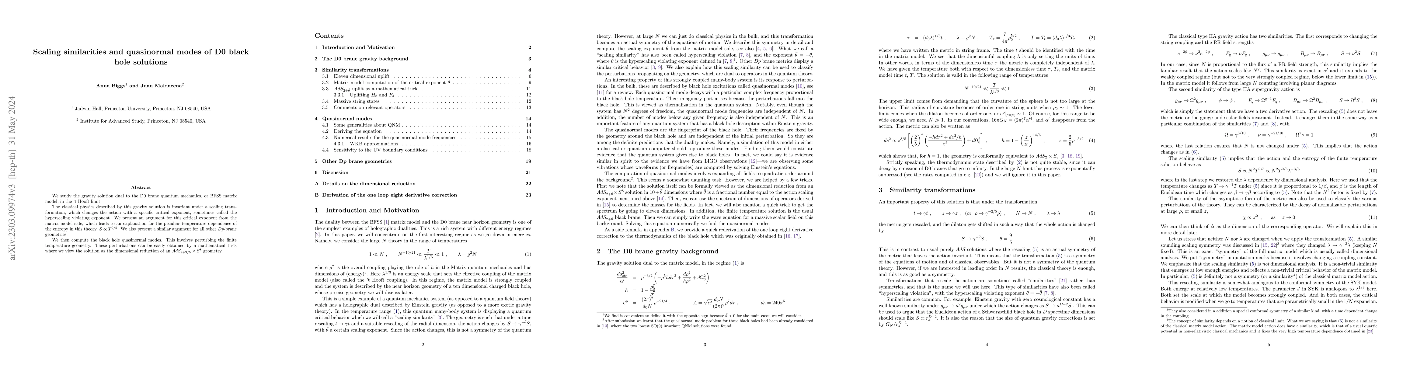 Thumbnail for Scaling similarities and quasinormal modes of D0 black hole solutions