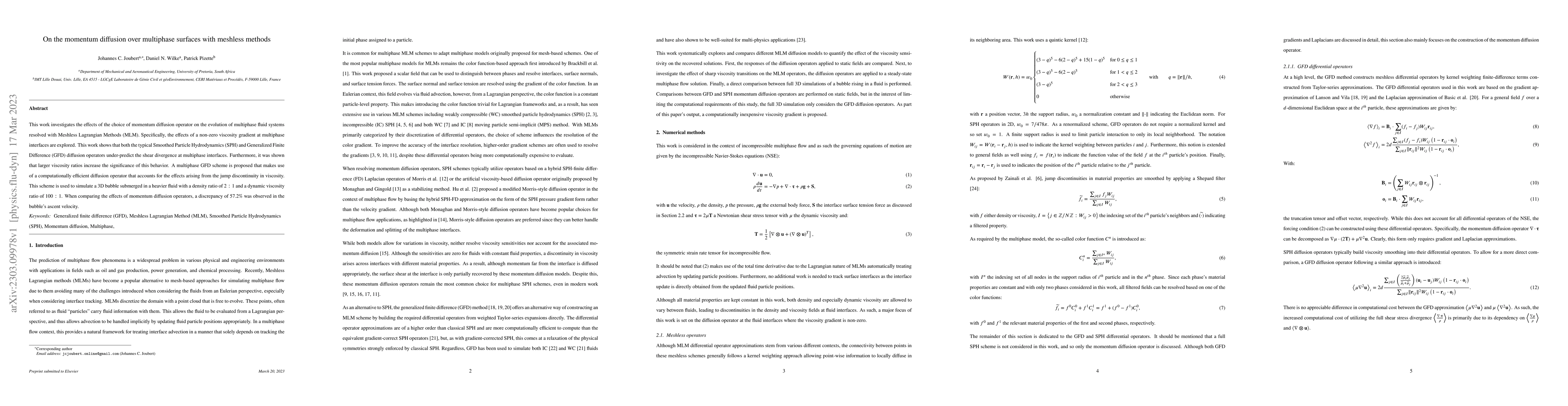 Thumbnail for On the momentum diffusion over multiphase surfaces with meshless methods