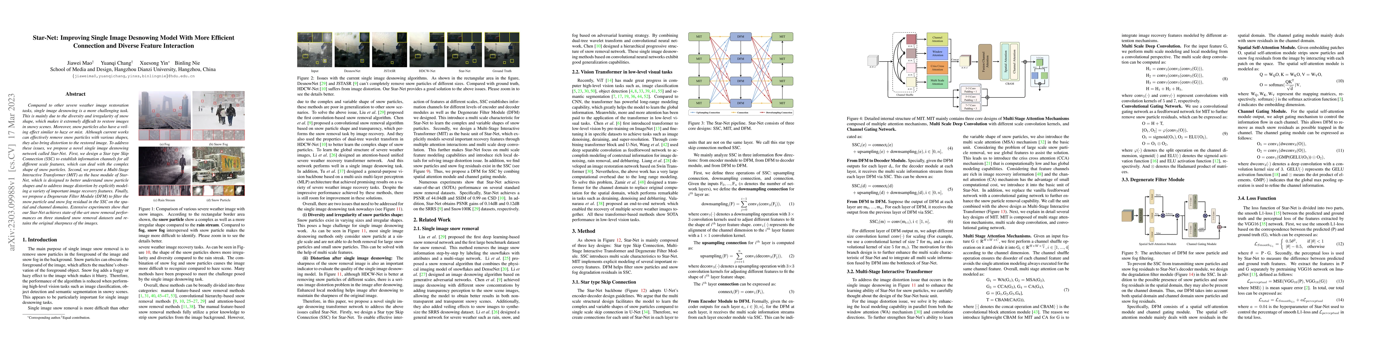 Thumbnail for Star-Net: Improving Single Image Desnowing Model With More Efficient
  Connection and Diverse Feature Interaction