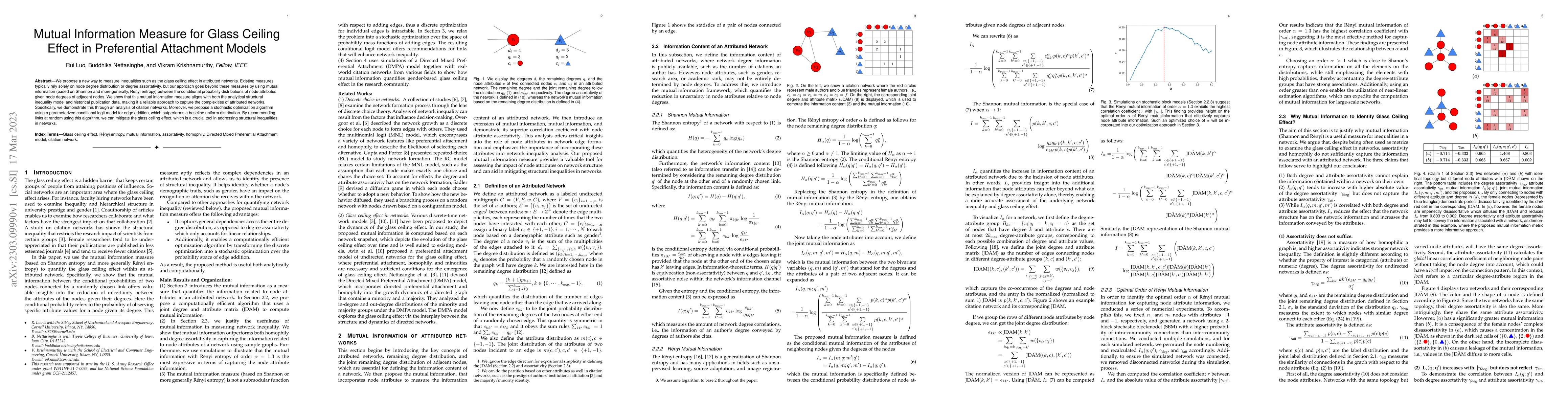 Thumbnail for Mutual Information Measure for Glass Ceiling Effect in Preferential
  Attachment Models