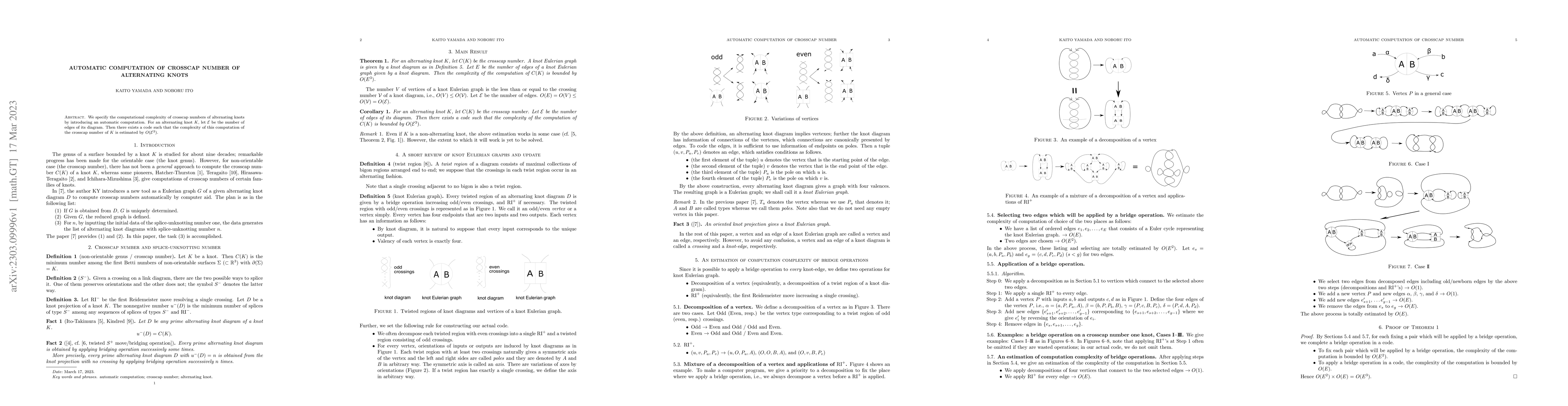 Thumbnail for Automatic computation of crosscap number of alternating knots