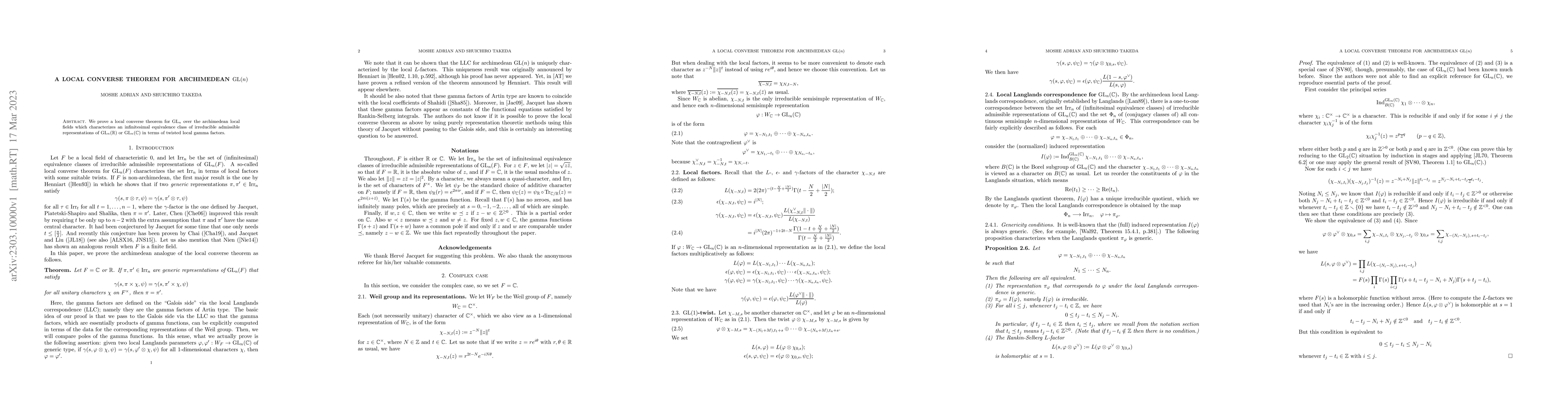 Thumbnail for A local converse theorem for archimedean GL(n)