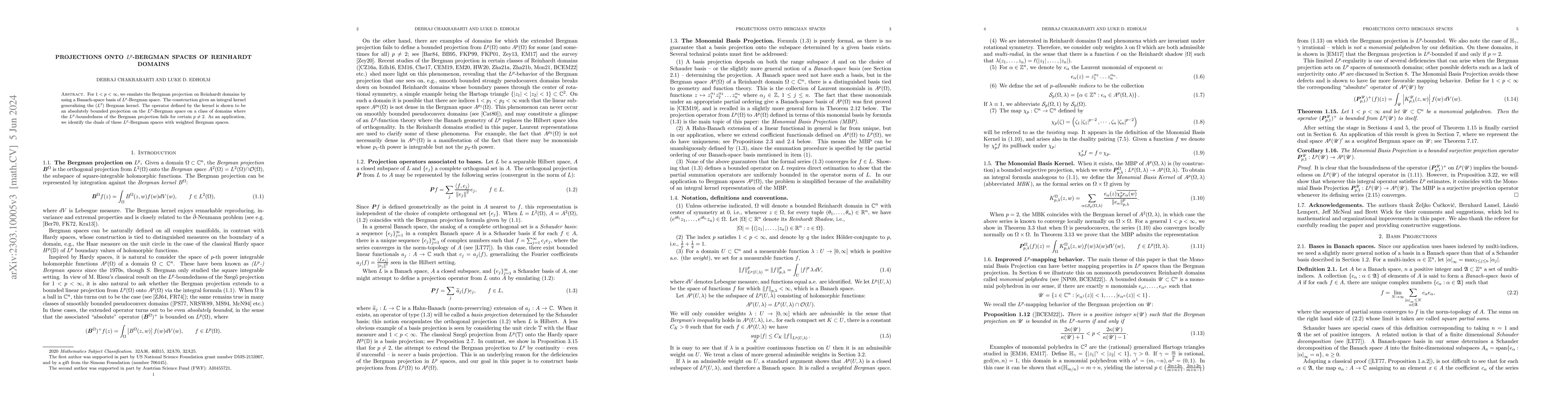 Thumbnail for Projections onto $L^p$-Bergman spaces of Reinhardt Domains