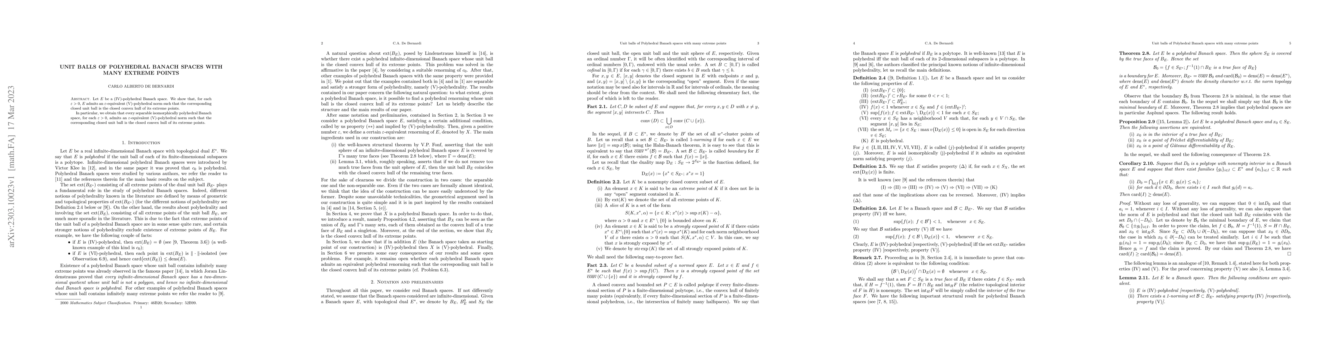 Thumbnail for Unit balls of Polyhedral Banach spaces with many extreme points