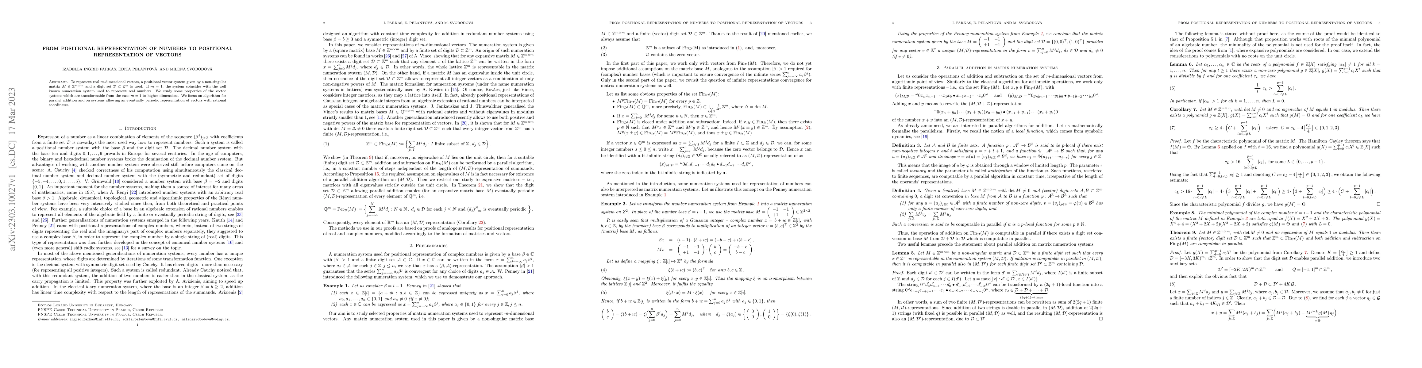 Thumbnail for From positional representation of numbers to positional representation
  of vectors
